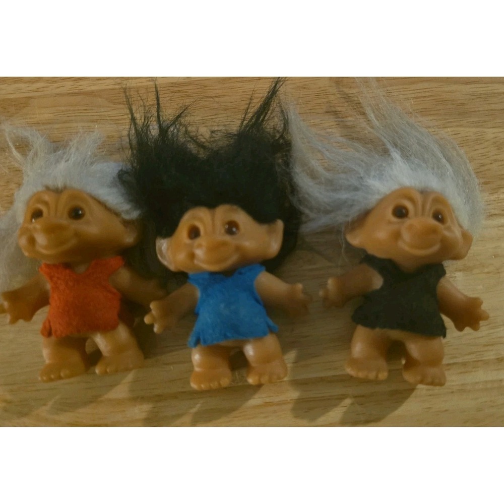 DAM Troll Lot  3IN  1960's Glass Eyes  Original hair and eyes Thomas Dam